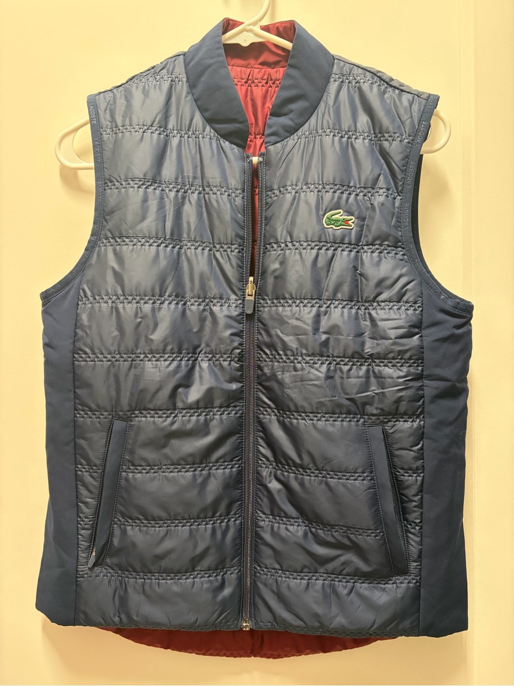 Lacoste Navy/Maroon Reversible Quilted Puffer Vest Women’s Size 34 US XS/Size 2